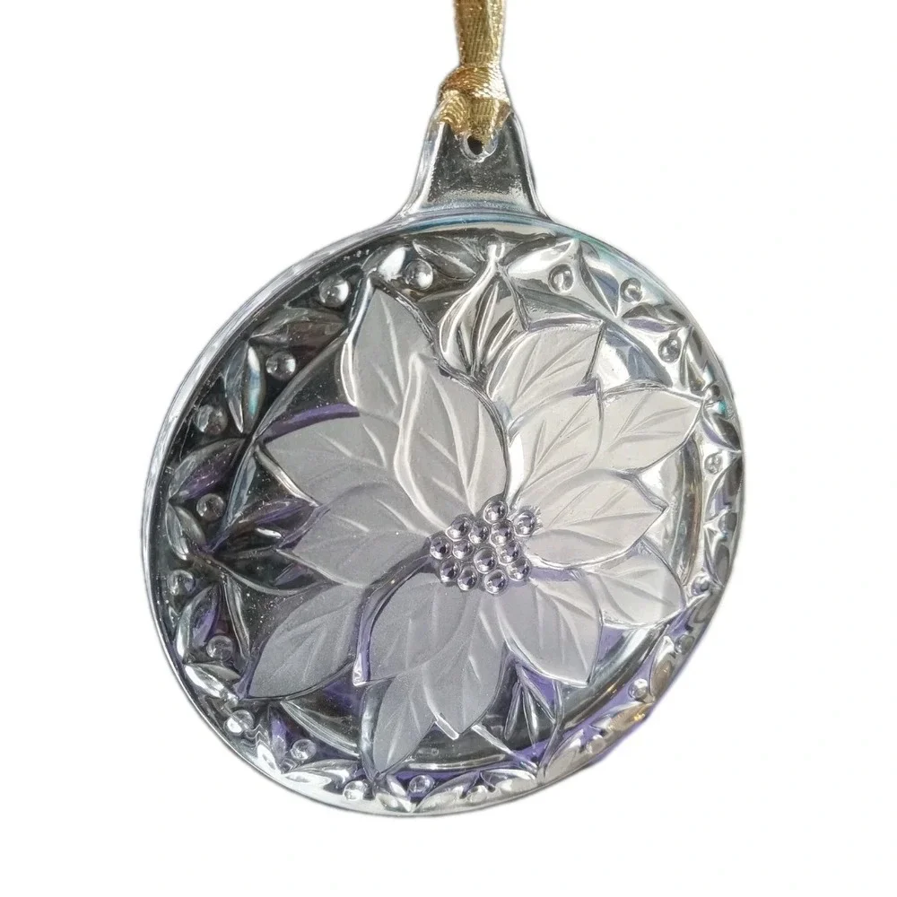 Vintage Glass Cut Crystal Mikasa‎ JAPAN Poinsettia Christmas Tree Ornament